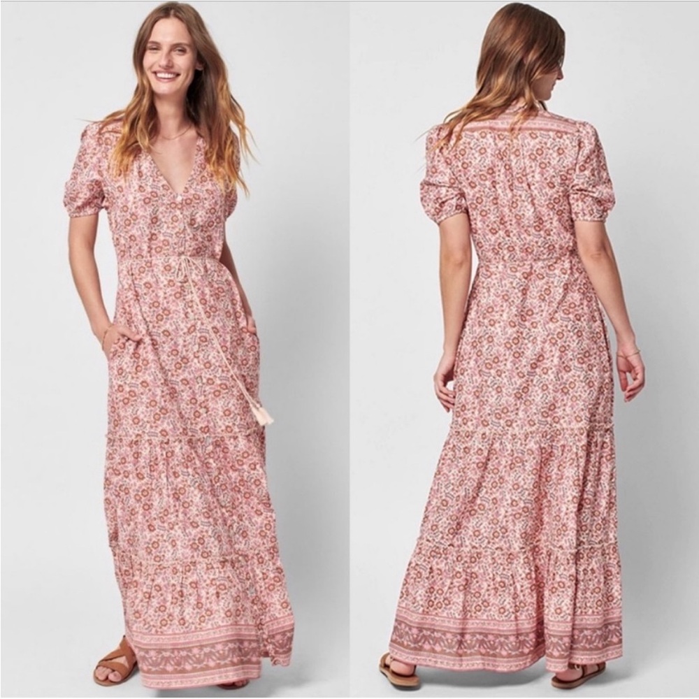 Faherty Orinda Maxi Dress Bohemian Style with Rope Belt Size XL NWOT